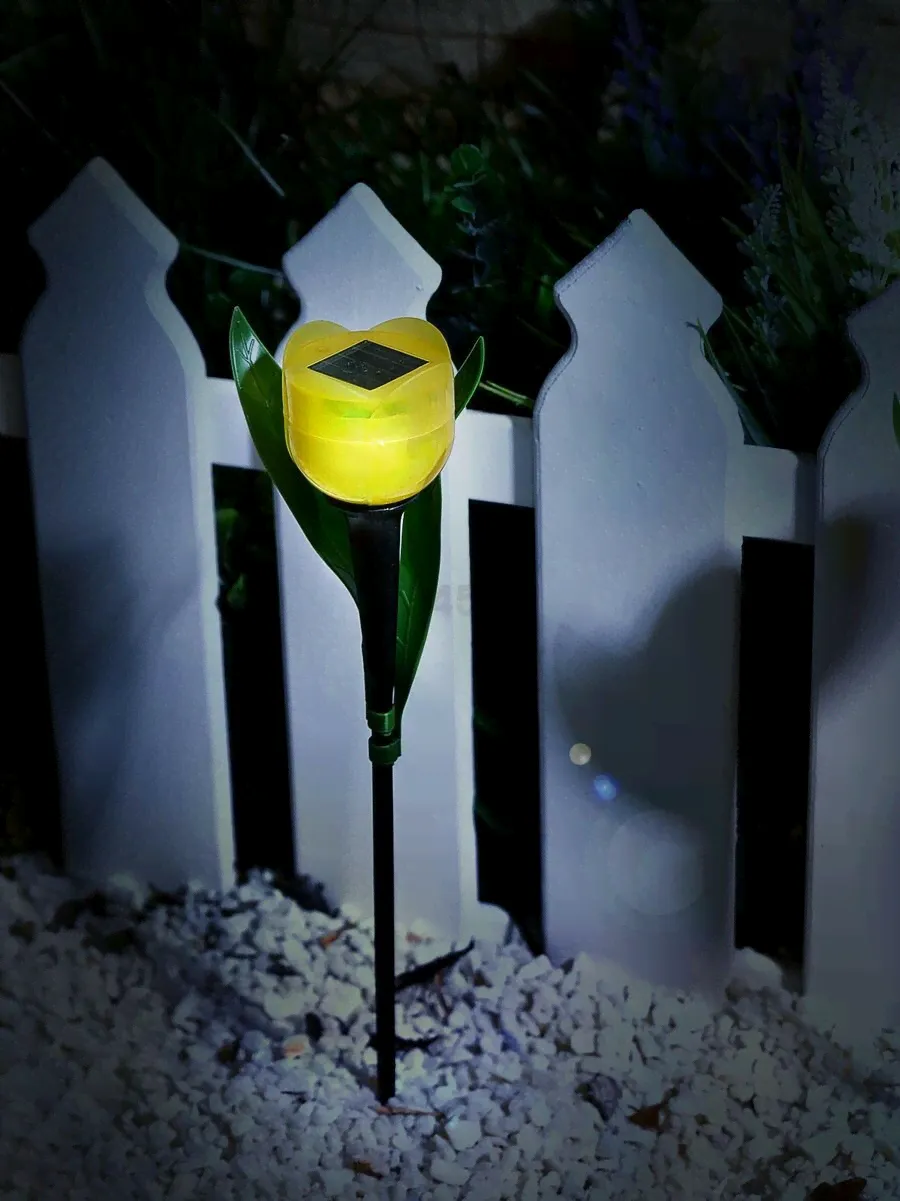 Светильник садовый на солнечной батарее UNIEL Yellow tulip (UL-00004277)-3