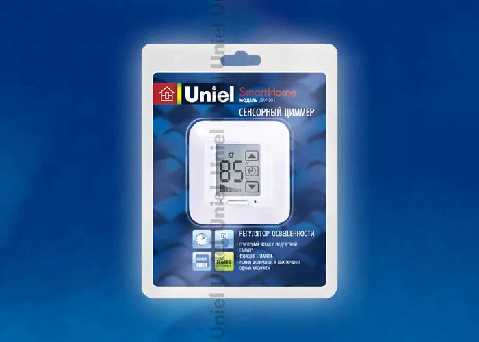 Выключатель с регулятором Uniel USW-001-LCD-DM-40/500W-TM-M-BG Блистер