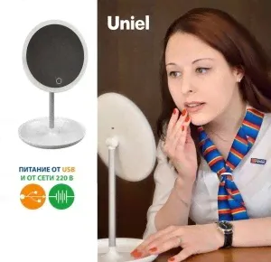 Uniel светильник зеркало акк-рный 4W сенсор/диммер, 220V+USB белый TLD-590 White/LED/80Lm/6000K/Dimmer иUL-00002758