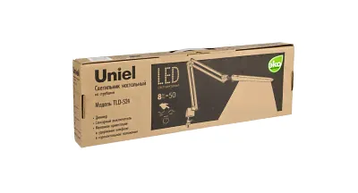 Светильник настольный TLD-524 LED 8Вт 4500К на струбцине диммируемый белый Uniel-3