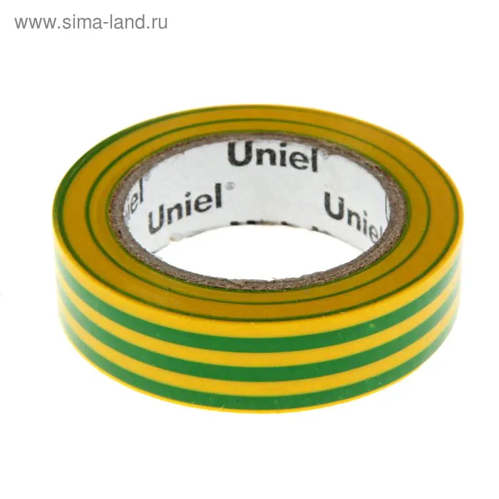 Изолента Uniel, 15 мм х 10 м, 0.135 мм, набор 10 шт., цвет желто-зеленый-0